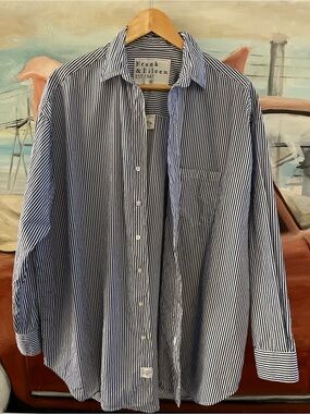 Frank & Eileen SHIRLEY Blue Stripe, Superluxe Oversized Button-Up Shirt